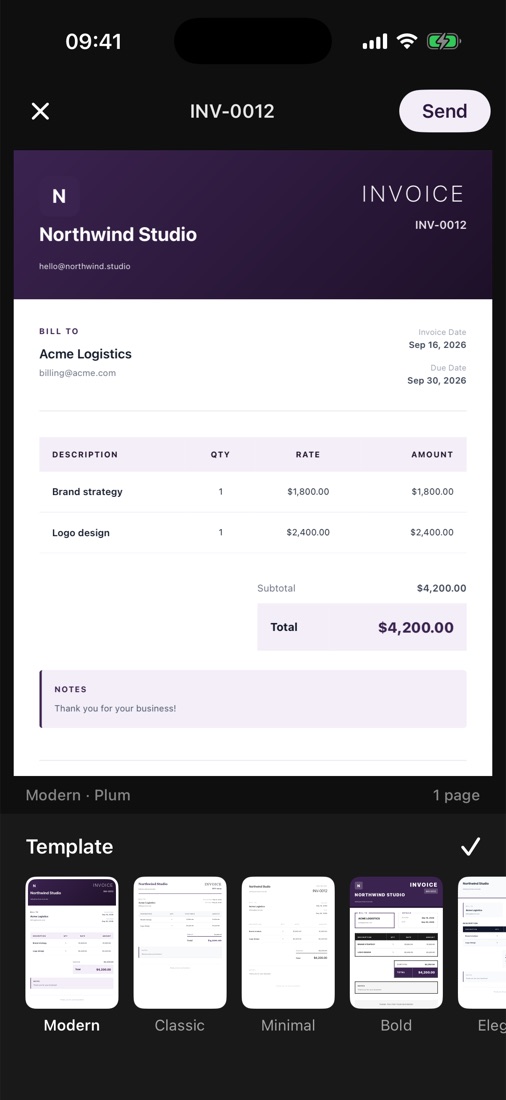 An invoice in under a minute